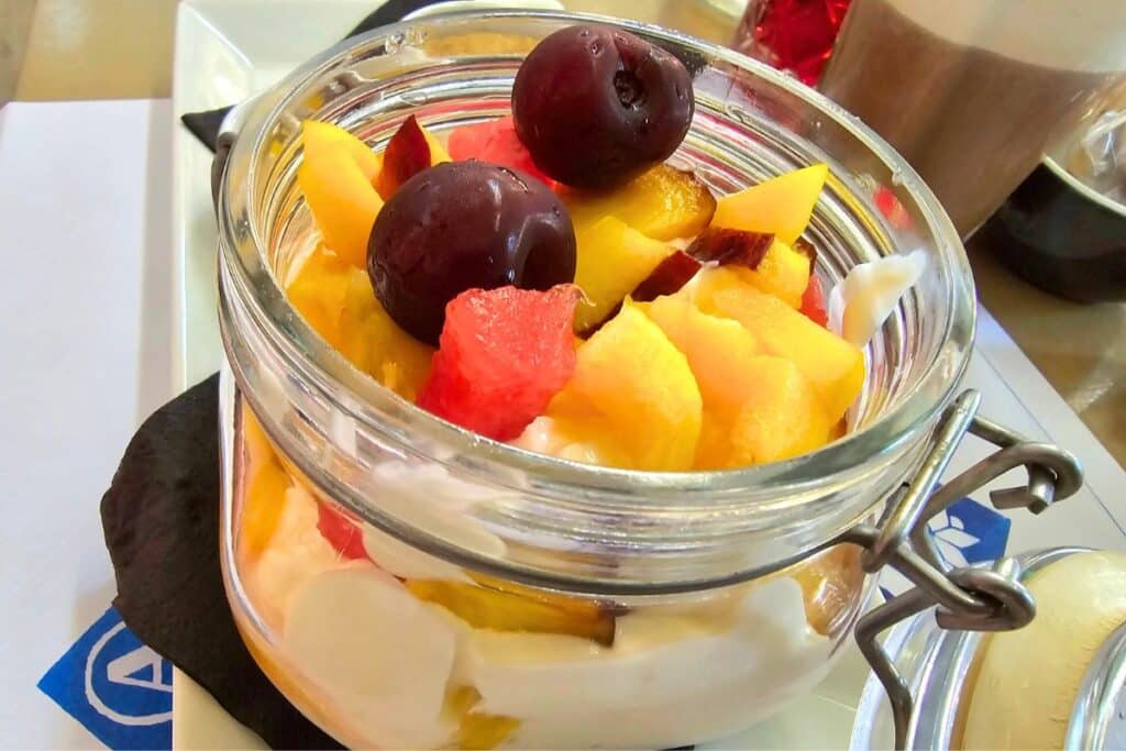 Rich, creamy Greek yogurt topped with fresh fruit