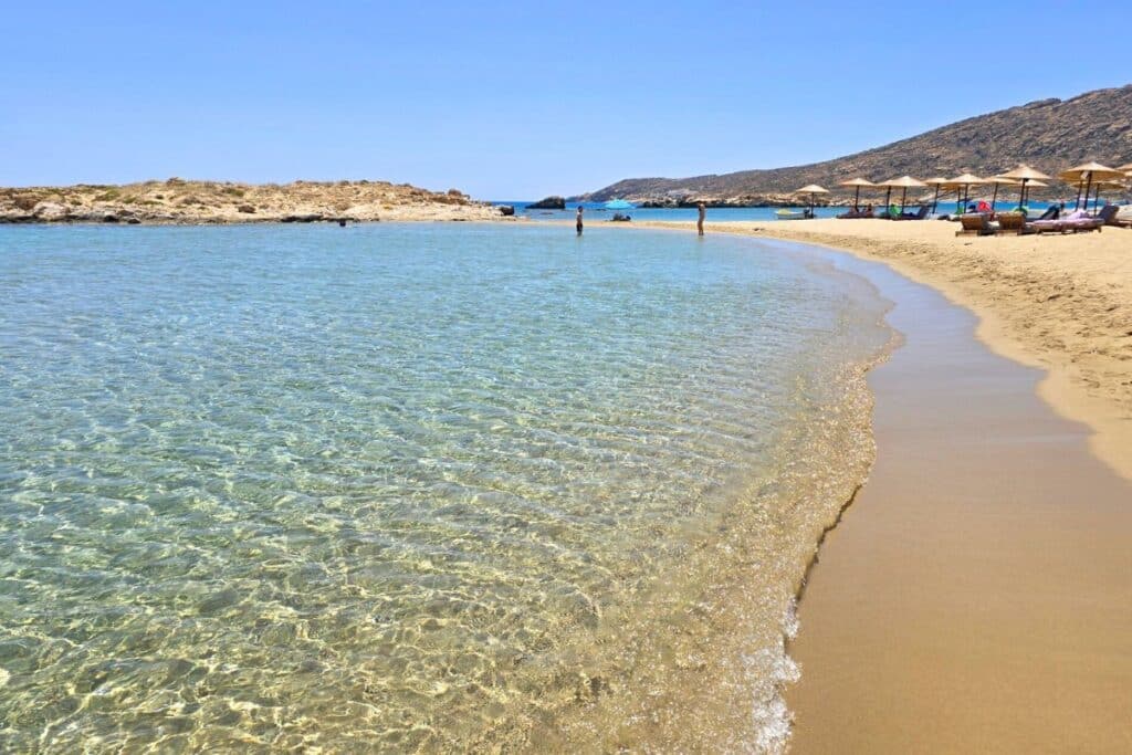 clear calm turquoise water on Manganari Beach Ios